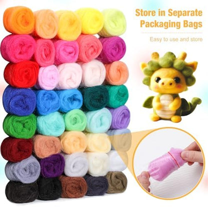 Mayboos Needle Felting Starter Kit, Wool Roving 40 Colors Set - Image 3