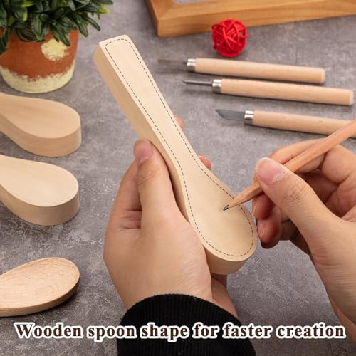 12Pcs Basswood Carving Blocks for Spoon Carving - Premium Unfinished Wood Blanks for Whittling Kit, Soft Wood for Carving, Hobby Craft Supplies for Beginners, Kids & Adults (Spoon Blank Set) - Image 3