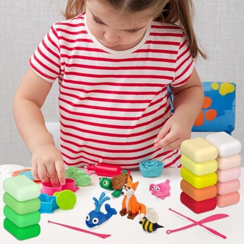 Air Dry Clay 48 Colors，Modeling Clay for Kids, with 3 Sculpting Tools and 6 Sheets Dinosaur Stickers, Safe & Non-Toxic, DIY Molding Clay Gift for Boys and Girls - Image 5