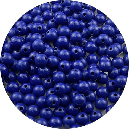 200pcs Acrylic Round Beads for Crafts 10mm Resin Candy Color Spacer Beads with Hole for Jewelry Making Sewing Crafts Decoration Necklaces Bracelets Earrings Supplies(Dark Sapphire Blue) by Unknown