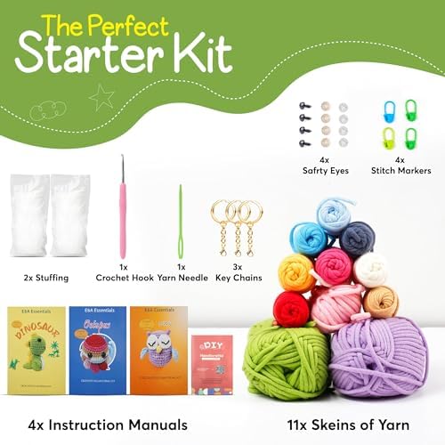 Crochet Kit for Beginners, Crochet Animal Kit with Video Tutorials & Soft Yarn, Craft Kits for Teens & Adults: Penguin, Dinosaur & Octopus Amigurumi Crochet Kit, Easy Knitting Kit, Crafts Crochet Kits - Image 5