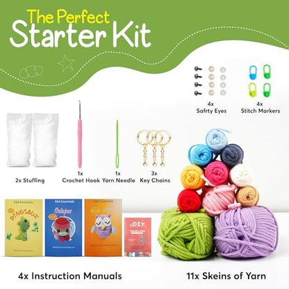 Crochet Kit for Beginners, Crochet Animal Kit with Video Tutorials & Soft Yarn, Craft Kits for Teens & Adults: Penguin, Dinosaur & Octopus Amigurumi Crochet Kit, Easy Knitting Kit, Crafts Crochet Kits - Image 5