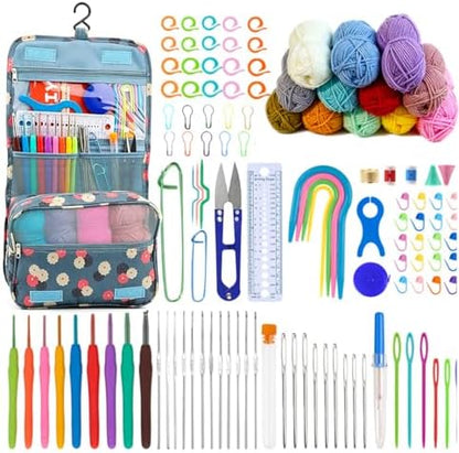 Hntess 118Pcs Crochet Kit for Beginners, Premium Knitting & Crochet Supplies Set with 12 Yarn Spools, 21 Crochet Hooks, 6 Sewing Needles & Storage Case, Complete Starter Crochet Kit for Adults - Image 6