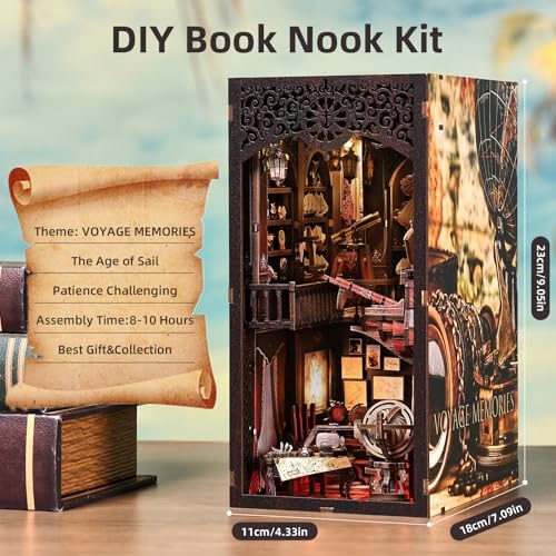 TOYQI Book Nook Kit for Adult, DIY Miniature Dollhouse Kit, Sailboat Models - Image 2