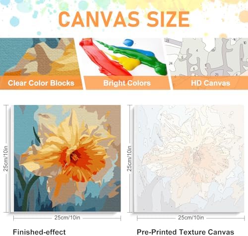 Offito Framed Paint by Numbers Kit for Adults Beginners, Flowers - Image 3