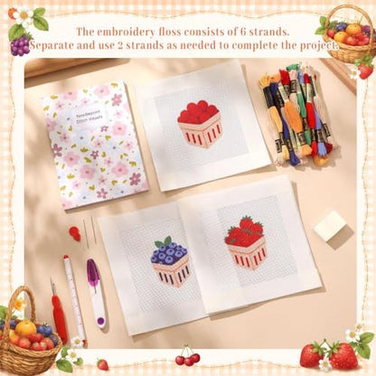 Irenare 3 Sets Fruit Needlepoint Kit for Beginners Embroidery Cross - Image 5
