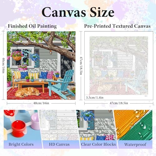 Paint by Numbers Kit for Adults, Cozy Backyard Number Painting Canvas Kit - Image 3