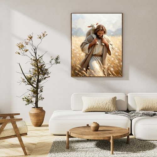 Okarina Paint by Numbers Kit for Adults, Jesus & Lamb Design, 16x20 Inch - Image 3