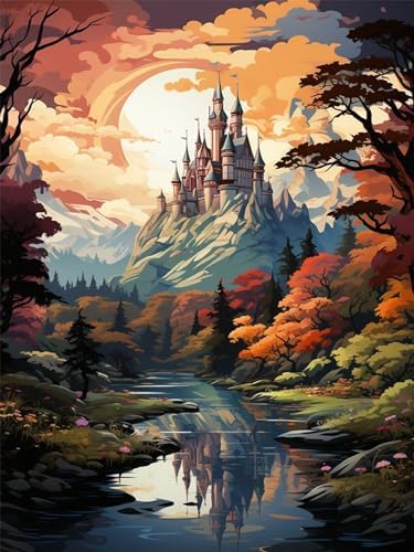 Meothan Paint by Numbers Kits for Adults Beginner 12''x16''(Castle) by MeothanDiamondPainting