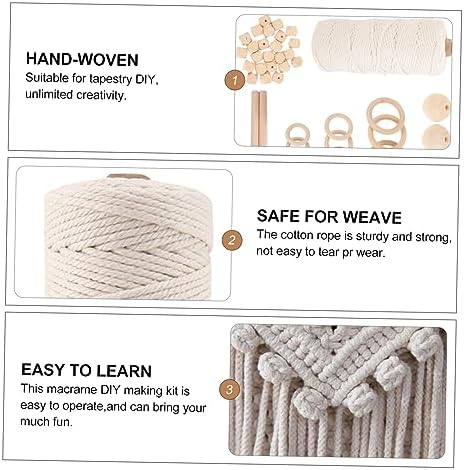 JECOMPRIS 1 Set DIY Macrame Kit for Beginners and Adults Complete Wall Art Decoration Woven Craft for Tapestry Plant Hangers and More Versatile DIY Accessories with Beads and Rings - Image 3