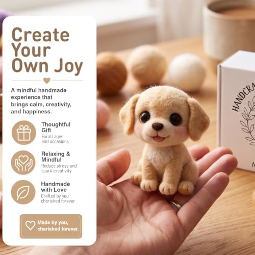 DIY Needle Felting Kit Cute Labrador Puppy – Needle Felting Starter Kit with Fiber Roving, Needles, Felting Pad & Instructions | Felted Animal Dog Kit for Beginners Adults | DIY Craft Gift - Image 3