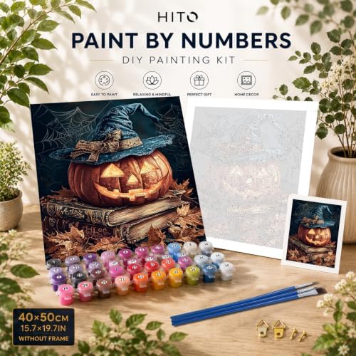 HITO Halloween Paint by Numbers Kit for Adults Pumpkin 16x20 Inch Frameless - Image 2