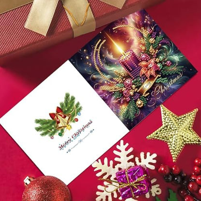 DIZAKIM 6-Piece Christmas-Themed Diamond Painting Greeting Card Set, DIY 5D Diamond Art Mosaic Christmas, Creative Handmade Postcards - Image 5