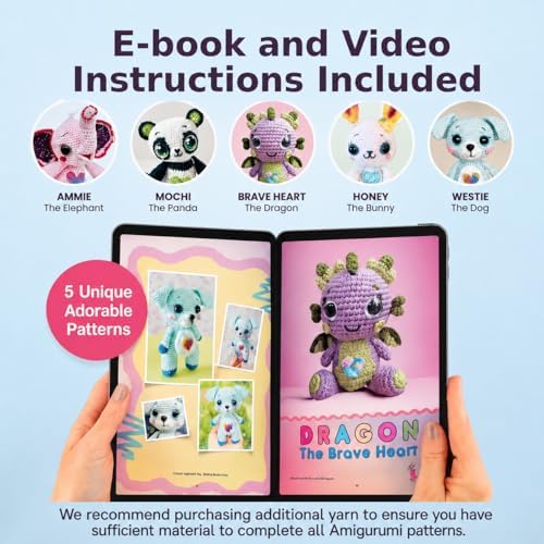 YammiAmi 1,800 Yards Beginner Crochet Kit for Adults, 103-Piece Starter Set with 50 Skeins of Yarn, Accessories, and 10 Amigurumi E-Book Patterns with Video Tutorials - Image 3