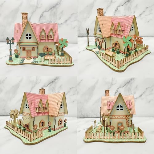 Log Cabin 3D Wooden House Puzzle,DIY Mini Building Model Kit，018 - Image 3