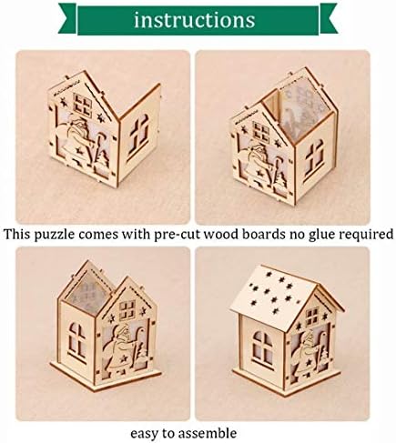 Wood Craft Kits Unfinished Small Houses 3D Cutting Wooden Puzzle Toy for Kids and Adults Build Your Own Perfect Decoration-Including 7 pcs - Image 6