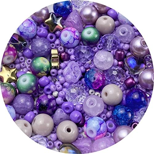 Assorted Glass Resin Beads Multi Size Colors Smooth Cracked Gravel Millet Spacer Beads for Bracelets Necklace Earring DIY Jewelry Making Craft(Light Purple Series) by ChooseBeadsChooseHonkoolly