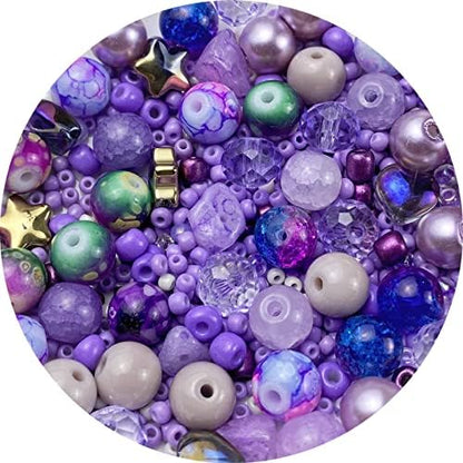 Assorted Glass Resin Beads Multi Size Colors Smooth Cracked Gravel Millet Spacer Beads for Bracelets Necklace Earring DIY Jewelry Making Craft(Light Purple Series) by ChooseBeadsChooseHonkoolly
