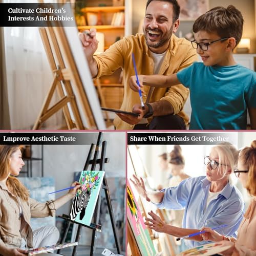 TINY FUN 4 Pcs Paint by Numbers for Adults,DIY Oil Painting Kits 9x12 Inch Canvas with Solid Wood Frame. Cartoon Wall Art Beginner Friendly Craft Gift Home Decoration. - Image 7