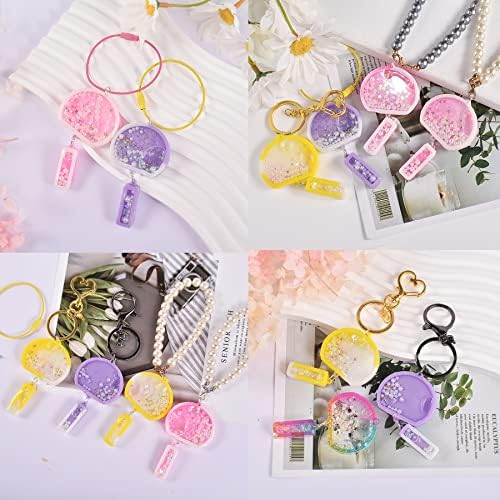 Shaker Resin Molds, 10 Cavity Wind Chime Quicksand Silicone Molds Resin Casting Molds Epoxy with PVC Sheets and Colored Beads for Jewelry Making, Keychain DIY - Image 7