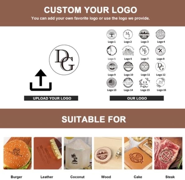 KAINSY Custom Branding Iron for Wood, Flame-Heated Wood Burning Monogram Stamp, Personalized Logo Stamps for Leather Food Plastic, DIY Woodworking, Durable Handmade Branding Tool Customized Gifts