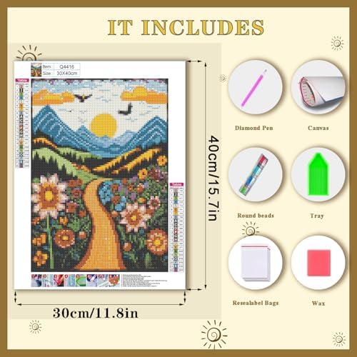 DOTSOPS Landscape Diamond Art Painting Kits Round Full Drill 11.8 x 15.7 in - Image 3