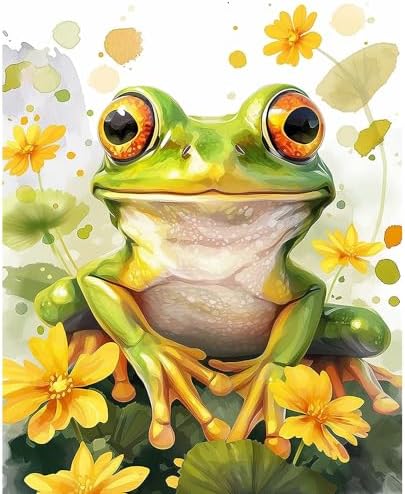 Natuyalo Paint by Numbers for Adults Beginner, Frog Acrylic Easy Paint by Numbers Kits Animal Craft Kits for Adults Suitable for Home Wall Decoration Flameless 16x20 Inch by Natuyalo