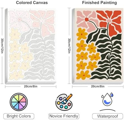 4 Pack Framed Paint by Numbers Kit for Adults with Wooden Easel, Flowers - Image 3