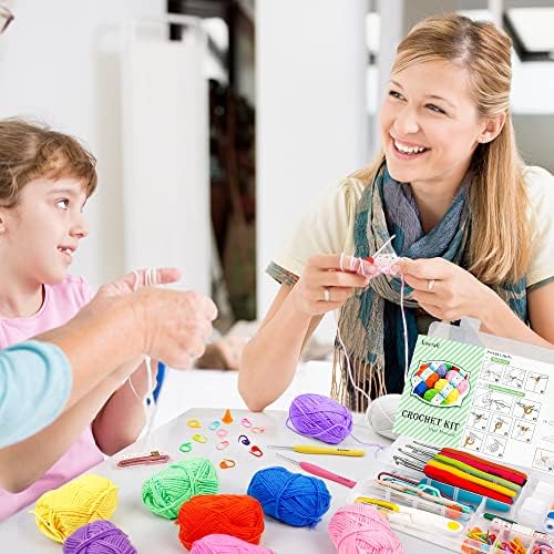 103 PCS Crochet Kit with Crochet Hooks Yarn Set, Premium Bundle Includes 1650 Yards Acrylic Yarn Skeins Balls, Needles, Accessories, Bag, Ideal Starter Pack for Kids Adults Beginner Professionals - Image 6