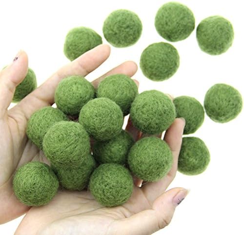 Zasy 30mm Needle Wool Felt Balls Foam Filled Wool Felt Pom Pom Home Decor DIY (Army Green) by Zasy