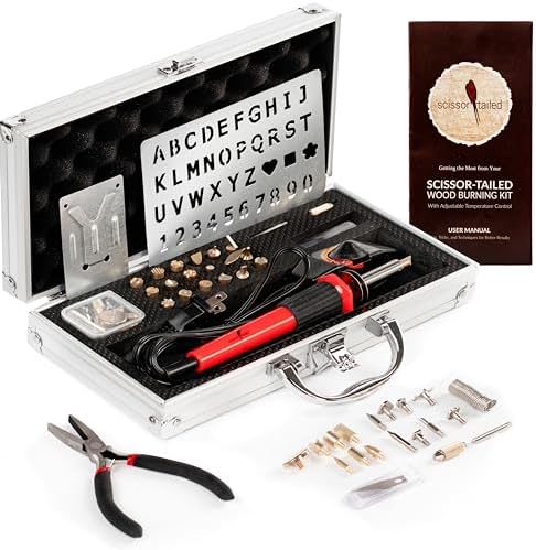 Premium Wood Burning Kit 43PCS, Adjustable Temperature Pen With 36 Tips & Accessories, All In A Deluxe Storage Case - Complete Gift For An Effortlessly Mastering The Art Of Pyrography by Scissor-Tailed