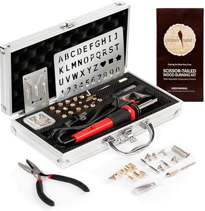 Premium Wood Burning Kit 43PCS, Adjustable Temperature Pen With 36 Tips & Accessories, All In A Deluxe Storage Case - Complete Gift For An Effortlessly Mastering The Art Of Pyrography by Scissor-Tailed