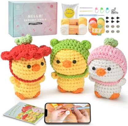 Crochet Kit for Beginners 3 PCS Duck Animal Crochet Set, Ideal Crochet Gift by Unknown