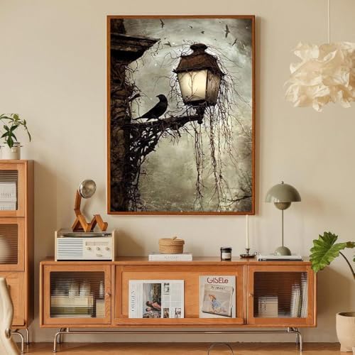 Gothic Crow Paint by Numbers Kit for Adults Framed Canvas Frameworkless - Image 5