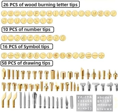 Wood Burning Letters 110Pcs Wood Burning Tip Pyrography Wood Burning Tip Set Including Letter Number Symbol Wood Burning Tip for Wood Burner for Leather Wooden Burner Craft DIY - Image 3