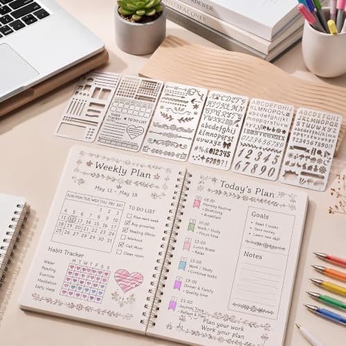 Lewtemi 6 Pcs Journal Stencils, Planner Stencils for Journaling Notebook - Image 6