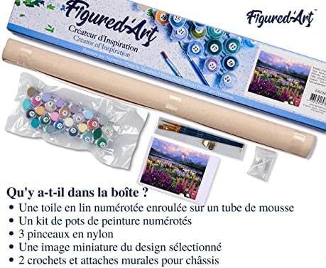 Figured'Art Paint by Numbers for Adults Flowers and Lake Near The Mountain 16"x20" - Craft Art Painting DIY Kit Rolled Canvas Without Frame - Image 5