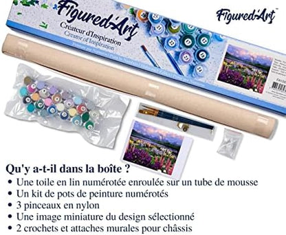 Figured'Art Paint by Numbers for Adults Flowers and Lake Near The Mountain 16"x20" - Craft Art Painting DIY Kit Rolled Canvas Without Frame - Image 5