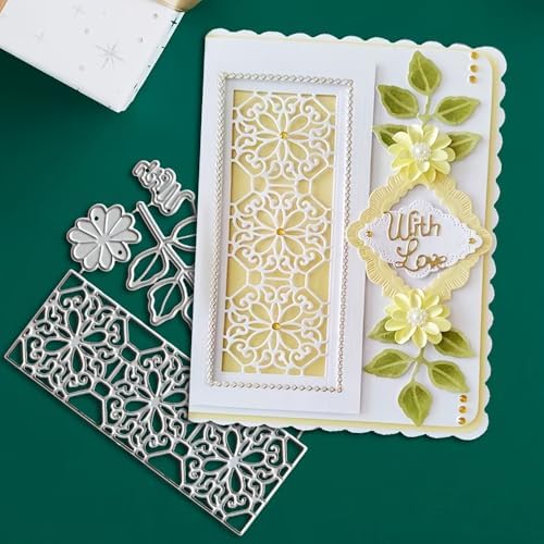 Lapoo Flowers Cutting Die for Scrapbooking - Durable Metal Cutting Die for DIY Scrapbook Photo Album Decorative Paper Card, Metal Card Making Supplies (Lily Border 4.5 x 3.5 in) by LAPOO