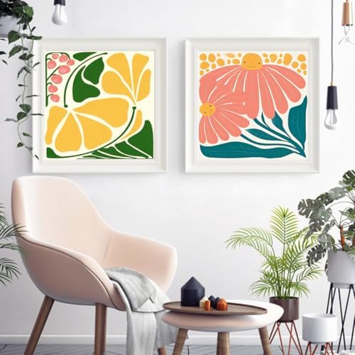 Canrichshop 6P Flowers Paint by Numbers Kit for Adults & Kids Ages 4+ Framed-with Wooden Easel,Easy DIY Flower Oil Painting on Canvas,Acrylic Paint by Number Beginner with Frame for Decor 8x8inch - Image 4