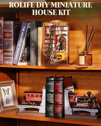 Rolife 3-Hour Easy Build Dark Academia Book Nook Kit, Silent Corner Study TGE02, 3D Wooden Puzzle for Adults, Beginner DIY Miniature with LED Light, Aesthetic Bookshelf Insert & Bookend - Image 5