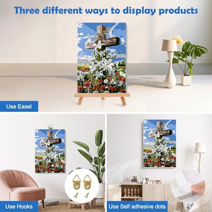 MOGTAA Cross Flowers Paint by Numbers Kit for Adults Beginners with Frame, Landscape Adult Paint by Number Kits on Canvas with Easel, Easy DIY Oil Painting Kits for Home Decor, 8x12in - Image 3