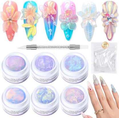 SAVILAND Non-Sticky Solid Builder Nail Kit 6PCS Aurora Colors by SAVILAND