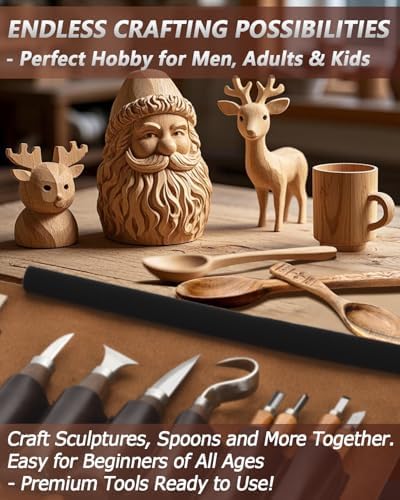Wood Carving Kit Whittling Kit: Wood Carving Knife Tools with Leather Case - Image 4
