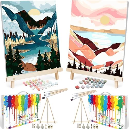 BAISITE Paint by Numbers Kit for Adults Beginners,16" Wx20 L 2 Pack Canvas for Painting Kits for Adults in Colorful Box 1112 Already Framed by PaintbyNumbersKitsforAdults