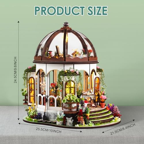 Flower Dollhouse Kit, DIY Miniature House Kit LED Lights for Adult - Image 2