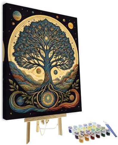 TUMOVO DIY Paint by Number Tree Paint by Numbers for Adults Abstract 16x20 inch Framed Canvas Wall Art Kit by TUMOVO