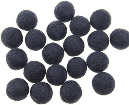 Zasy 30mm Needle Wool Felt Balls Foam Filled Wool Felt Pom Pom Home Decor DIY (Black) - Image 2