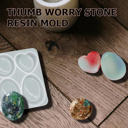 4-Design Worry Stone Mold w/DriedFlowers Resin Yoga StressRelief - Image 6