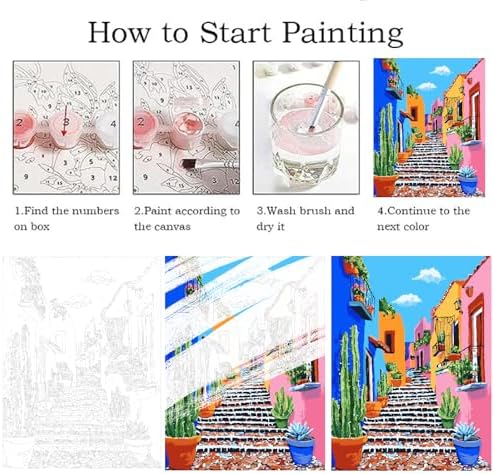 ZRIZQ Paint by Numbers Kit for Adults Beginner,Cityscape Cactus,16x20 - Image 5
